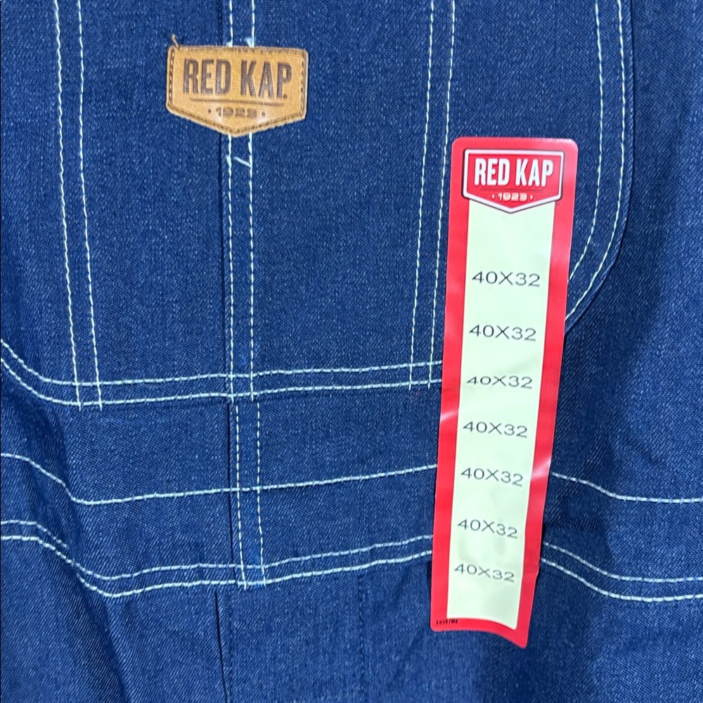 NWT Red Kap Men's Farm Outdoors Denim Blue Jean Bib Overalls 40 x 32 - Picture 3 of 7